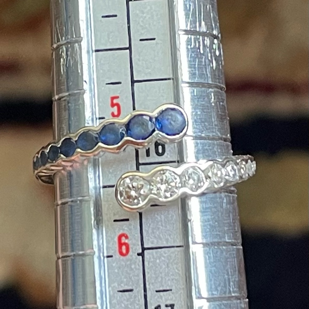 18K White Gold Blue Sapphire & Diamond Ring